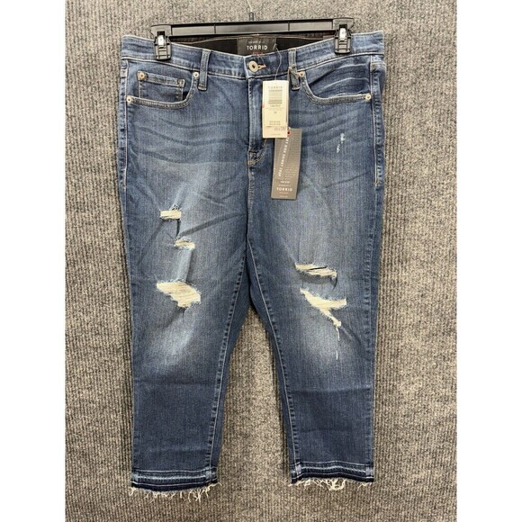 torrid Denim - Torrid Sky High Skinny Crop Jeans Womens 18 Blue Distressed Raw Brighton Hem NEW